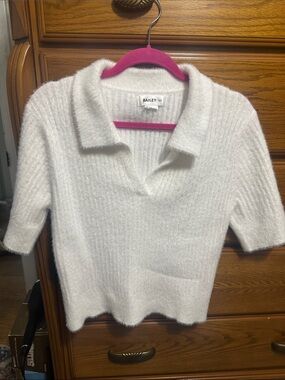Bailey 44 White Fuzzy Crop Polo size XL
